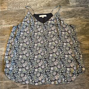 LOFT Black and Pink Floral Camisole